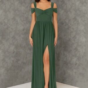 Azazie Red Cold-Shoulder Maxi Dress